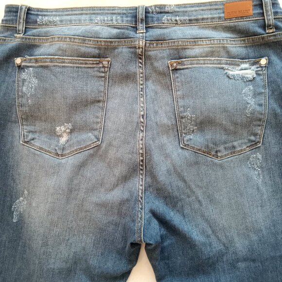 Judy Blue Los Angeles Distressed Grunge Y2K Leopard Print Accents Jeans - Picture 5 of 9